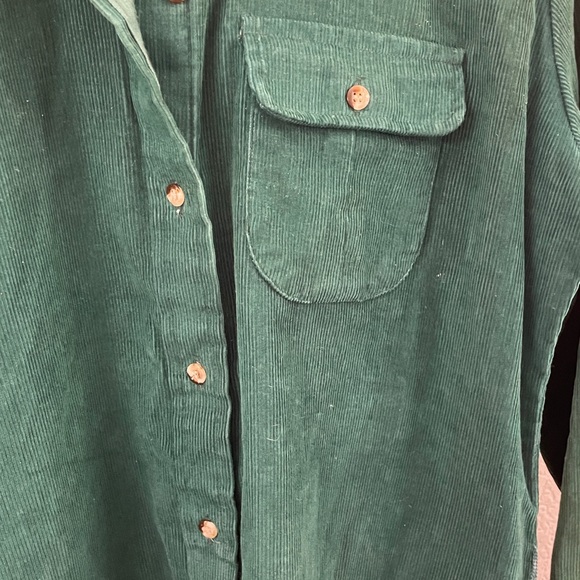 L.L. Bean corduroy Forest Green maxi button down Dress Sz 12 western cottage - Picture 3 of 9